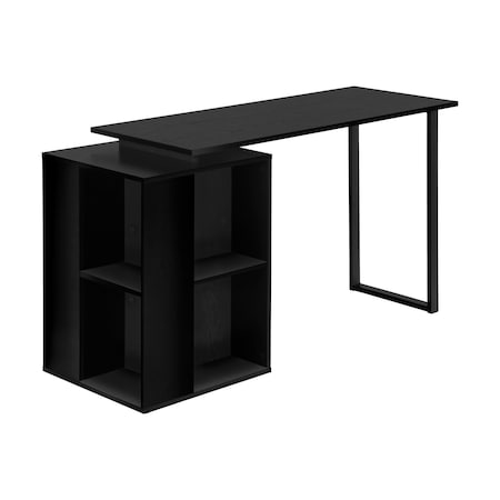 Monarch Specialties Computer Desk, Home Office, Left/Right Set-up, Storage Shelves, 55in.L, Work, Laptop, Black Laminate I 7601